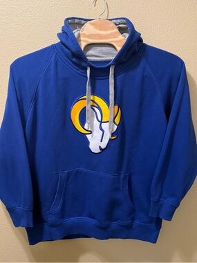 Men’s 2XL Antigua NFL LA Los Angeles Rams Royal Blue Victory Pullover Hoodie
